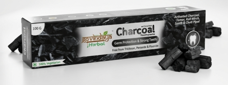 Зубная паста Древесный уголь Говиндая (Charcoal toothpaste Govindaya) 100 г