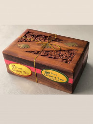 Набор чая подарочный в деревянной шкатулке Ассам и Зеленый чай (Pure Green Tea and Assam Tea) 100 г (50 г + 50 г)