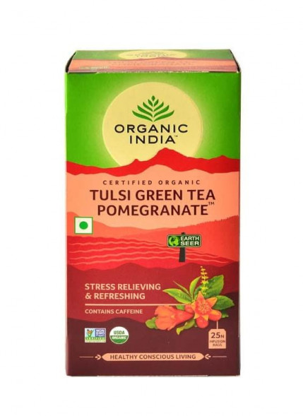 Чай Тулси Зеленый чай с Гранатом Органик Индия (Tulsi Green Tea Pomegranate Organic India) 25 пакетиков