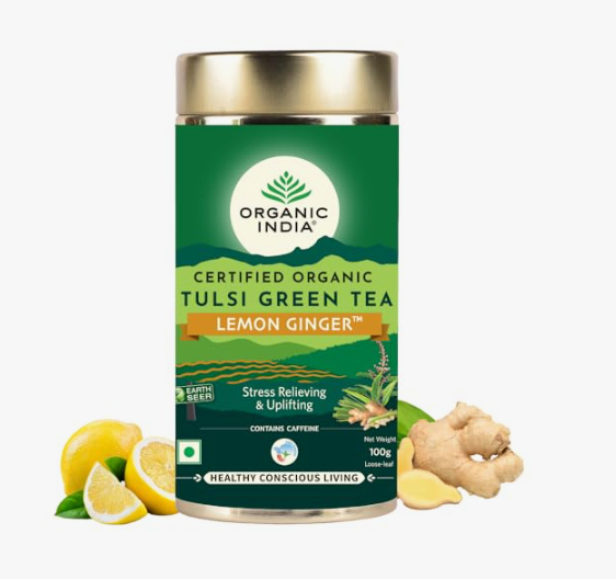 Чай Тулси Зеленый с лимоном и имбирем Органик Индия (Tulsi Green Tea Lemon and Ginger Organic India) 100 г