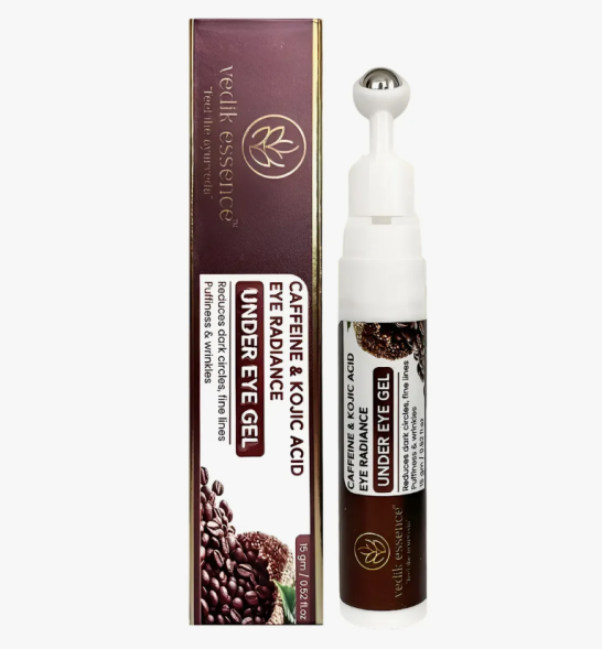 Гель роллер для ухода за кожей вокруг глаз от темных кругов и мешков (Caffeine and Kojic Acid Under eye gel Vedik Essence) 15 г