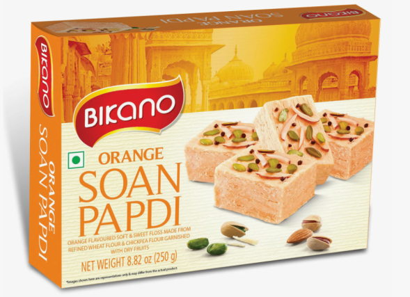 УЦЕНКА! Сладкая нежная халва Соан Папди Апельсин СРОК ДО 09.2026 (Soan Papdi Orange Bikano) 250 г