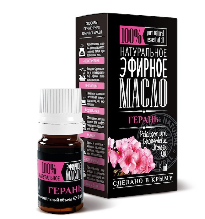 УЦЕНКА! Эфирное натуральное масло Герань Крымские масла СРОК ДО 09.2026 (Pelargonium Graveolens Flower Oil) 5 мл
