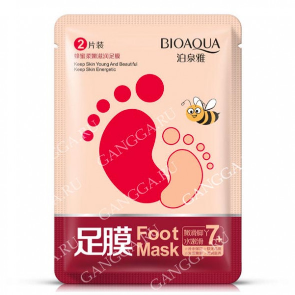 Маска для ног носочки медовая (Foot Mask Bioaqua) 2 шт 35 г
