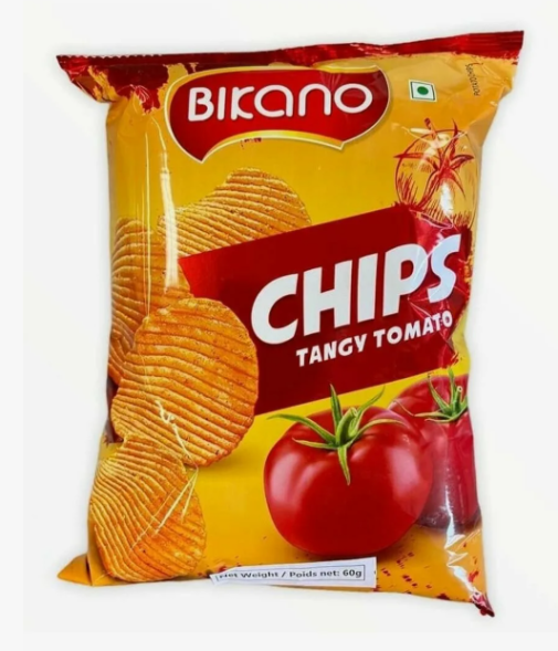 УЦЕНКА! Чипсы картофельные со вкусом томата СРОК ДО 09.2026 (Chips Tangy Tomato Bikano) 60 г