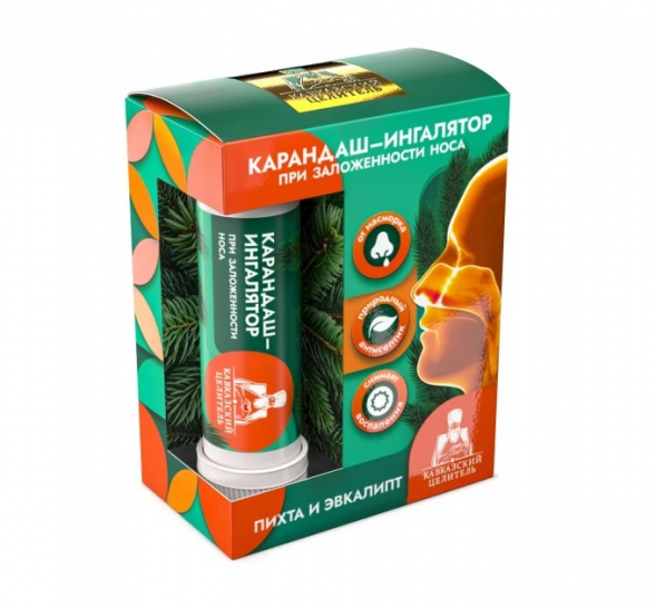 Карандаш-ингалятор При заложенности носа с пихтой и эвкалиптом (Кавказский целитель) 1,3 г