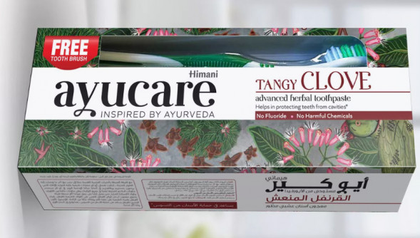 Зубная паста Пряная Гвоздика зубная щетка в подарок Эмами (Tangy Clove advanced herbal toothpaste Ayucare Emami) 150 г 