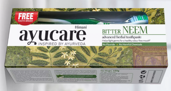 Зубная паста Горький Ним зубная щетка в подарок Эмами (Bitter Neem advanced herbal toothpaste Ayucare Emami) 150 г 