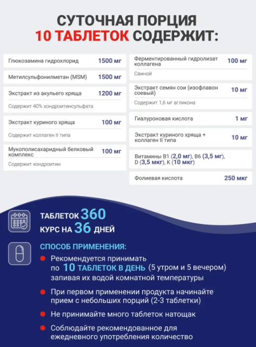 Глюкозамин Хондроитин МСМ витамины для суставов (MSM Glucosamine Chondroitin Fujima) 360 таб