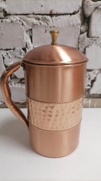Медный кувшин ручная работа Чанда (Luxury Copper Jug BRASS NOVE HALF HAMMERED LACKER COTTED  Chanda) 1000 мл
