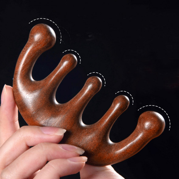 Массажная расческа для головы и шеи пятипальцевая Золотой шелк