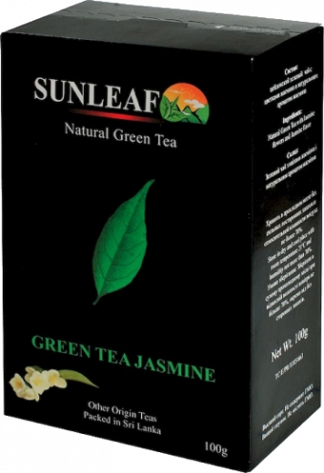 Чай цейлонский зеленый с лепестками жасмина (Ceylon Green Tea Jasmine Sunleaf) 100 г — 