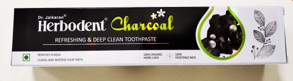 Зубная паста с активированным углем Хербодент без парабена и фтора (Charcol Toothpaste Herbodent) 100 г