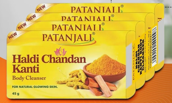 Мыло травяное натуральное Сандал куркума Патанджали (Chandan Haldi Kanti body Soap Patanjali) 45 г х 4 шт
