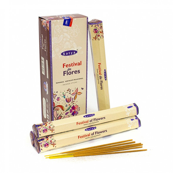 Благовония без угля Фестиваль цветов шестигранник Сатья (Festival of Flowers Charcoal free Satya) 20 шт