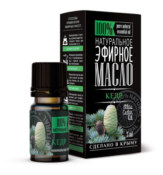 УЦЕНКА! Эфирное натуральное масло Кедр Крымские масла СРОК ДО 11.2026 (Atlas Cedar oil) 5 мл