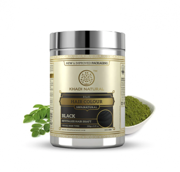 Краска Черная для волос травяная Кхади (Herbal Hair Colour Black Khadi) 150 г