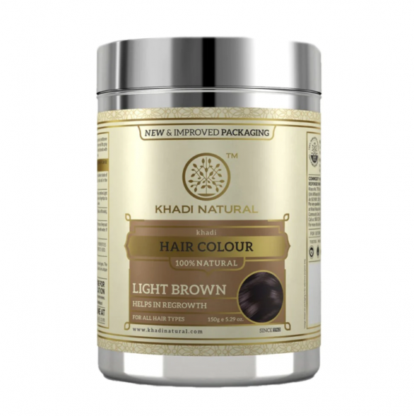 Краска Светло-коричневая для волос травяная Кхади (Herbal Hair Colour Light Brown Khadi) 150 г  