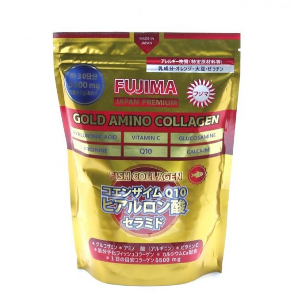 Коллаген японский рыбный насыщенный витаминами (Japan Premium Gold Amino Collagen Fujima) 210 г (5500мг)