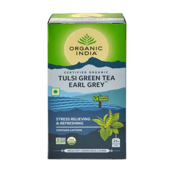 Чай Тулси Зеленый Эрл Грей Органик Индия (Tulsi Green Tea Earl Grey Organic India) 25 пакетиков