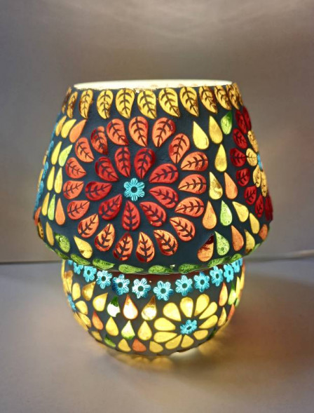 Лампа винтажная электрическая настольная, стекло 13 см х 12 см х 7 см 2