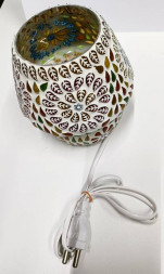 Лампа винтажная электрическая настольная, стекло 13 см х 12 см х 7 см 2