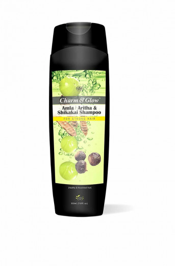 Шампунь Амла Ритха Шикакай укрепляющий Бан Лабс (Charm&Glow Amla Aritha Shikakai Shampoo Ban Labs) 350 мл — 