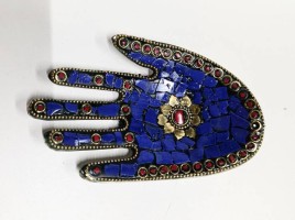Подставка металлическая рука, мозаика синяя