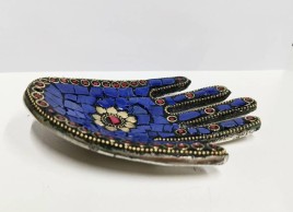 Подставка металлическая рука, мозаика синяя