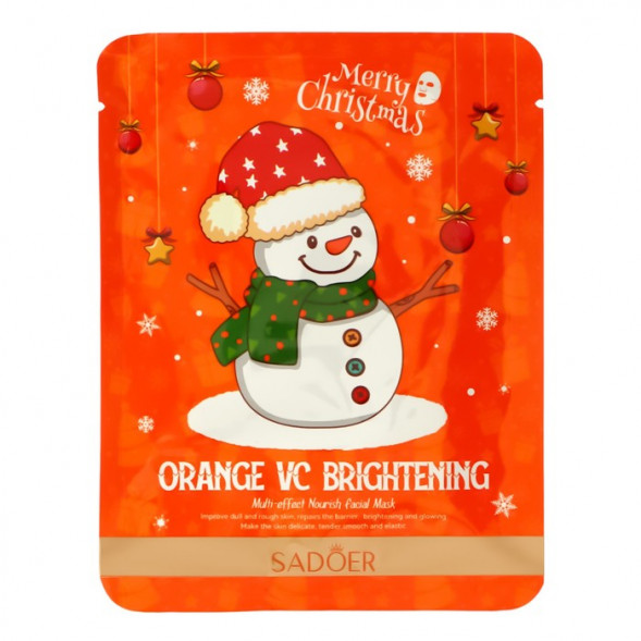 Маска тканевая для лица увлажняющая Новогодняя (Merry Christmas Orange VC Brightening nourish Facial Mask) 25 г