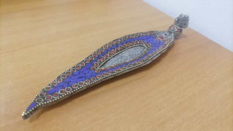 Подставка под благовония лыжа Синяя мозаика металл 22 см