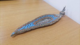 Подставка под благовония лыжа Голубая мозаика металл 22 см