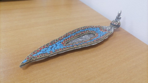 Подставка под благовония лыжа Голубая мозаика металл 22 см