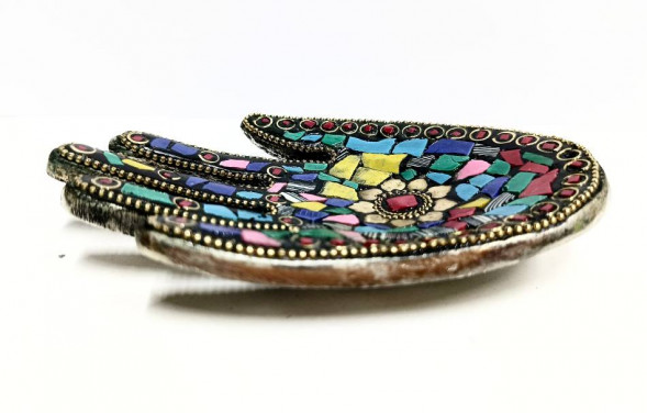 Подставка металлическая рука, мозаика микс