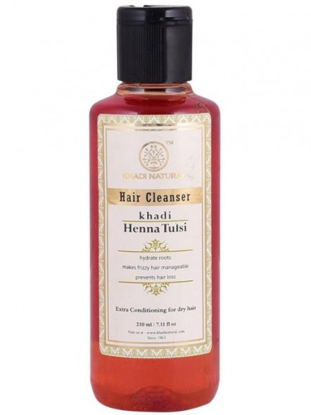 УЦЕНКА! Шампунь Хна и Тулси Кхади СРОК ДО 05.2026 (Henna Tulsi Shampoo Khadi) 210 мл 