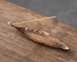 Подставка для благовоний Медный маленький лист, металл 15 х 3,5 см