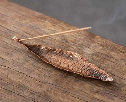 Подставка для благовоний Медный маленький лист 15х3,5 см