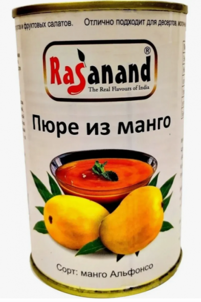 Пюре Манго без сахара Альфонсо (Mango Pulp Alphonso Rasanand) 450 г