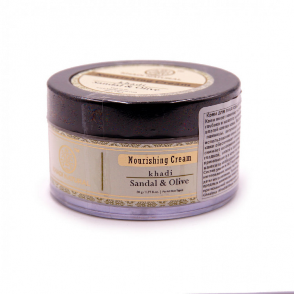 Крем Кхади с Сандалом и Оливой и маслом Ши (Sandal and Olive Herbal Face Nourishing Cream Khadi) 50 мл