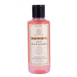 Масло массажное с Розой и Геранью Кхади (Rose Geranium Paraben Mineral Oil free Massage Oil Khadi) 210 мл