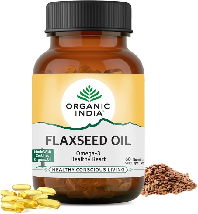 Масло Льняное в капсулах Органик Индия (Flaxseed Oil Organic India) 60 капсул