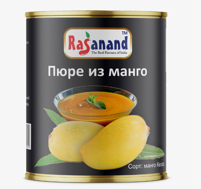 Пюре Манго без сахара Кесар (Mango Pulp Kesar Rasanand) 850 г
