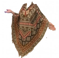 Индийское пончо, ромб, хлопок, шерсть 