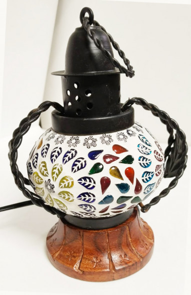 Лампа винтажная электрическая мозаичная настольная 17 см х 13 см х 8 см