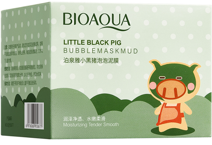 Маска для лица пузырьковая кислородная с глиной (Bioaqua Little Black Pig Bubble mask Mud) 100 г