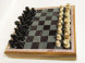 Подарочные шахматы из камня, столешница дерево 20 см х 20 см