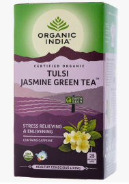 Чай Тулси с жасмином и зеленым чаем Органик Индия (Tulsi Jasmine Green Tea Organic India) 25 пакетиков