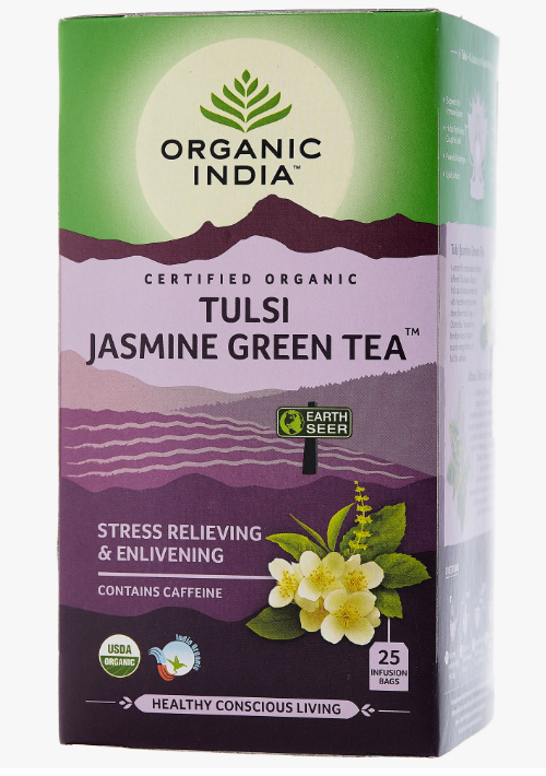 Чай Тулси с жасмином и зеленым чаем Органик Индия (Tulsi Jasmine Green Tea Organic India) 25 пакетиков