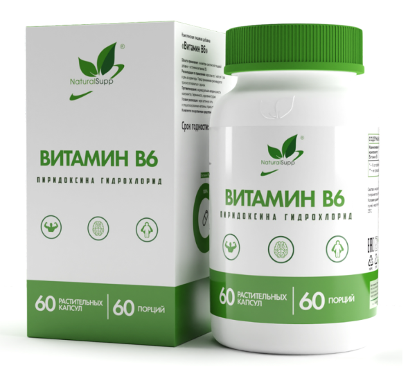 Витамин B6 (Пиридоксин гидрохлорид) (B6 Naturalsupp) 60 капсул