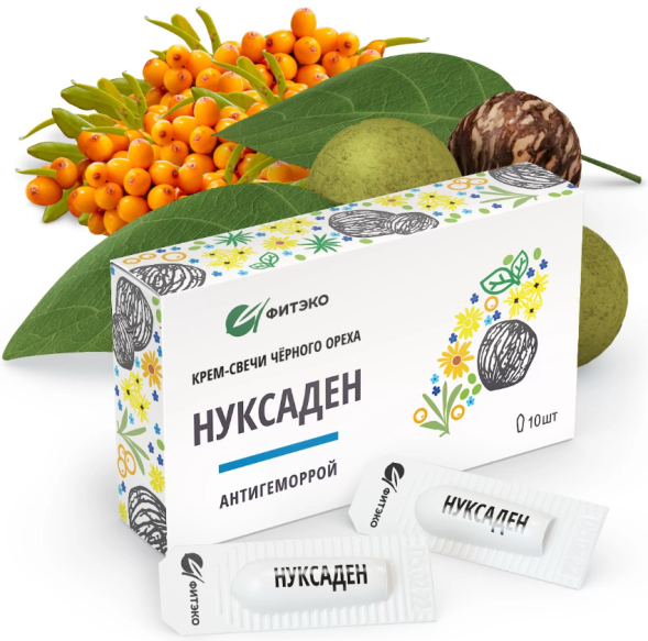 Крем-свечи Черного Ореха Нуксаден Антигеморрой (Фитэко) 10 штук по 2 г